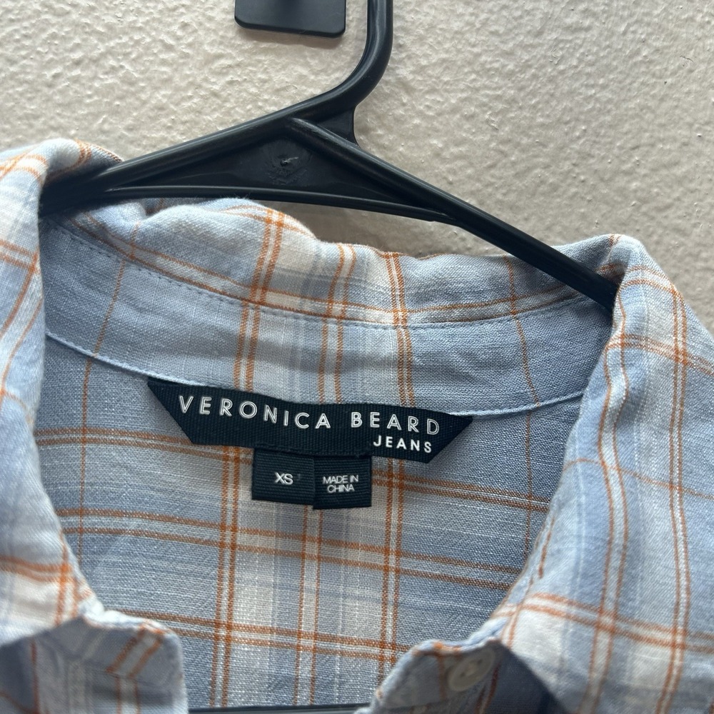 VERONICA BEARD Jeans Fall Plaid Mini Long Sleeve Shirt Dress Fit & Flare‎ SZ XS - Picture 2 of 4
